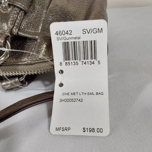 NWT! Coach Metallic Gunmetal Mini Chelsea Leather Satchel Bag - Picture 5 of 12